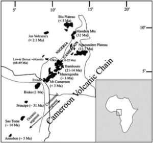 Map of Cameroon Volcanic Line (CVL) region