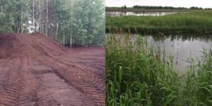 Side by side comparison of before and after peatland restoration